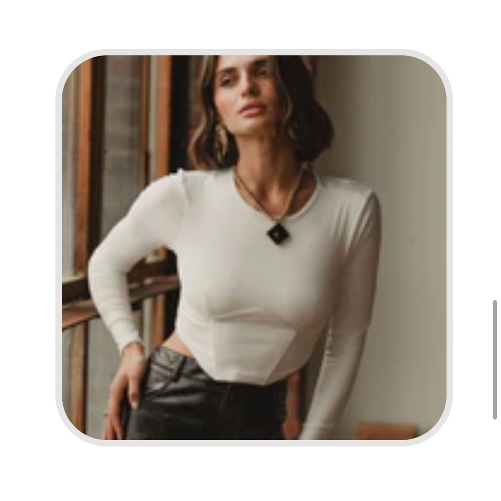 White Long Sleeve Crop Top
